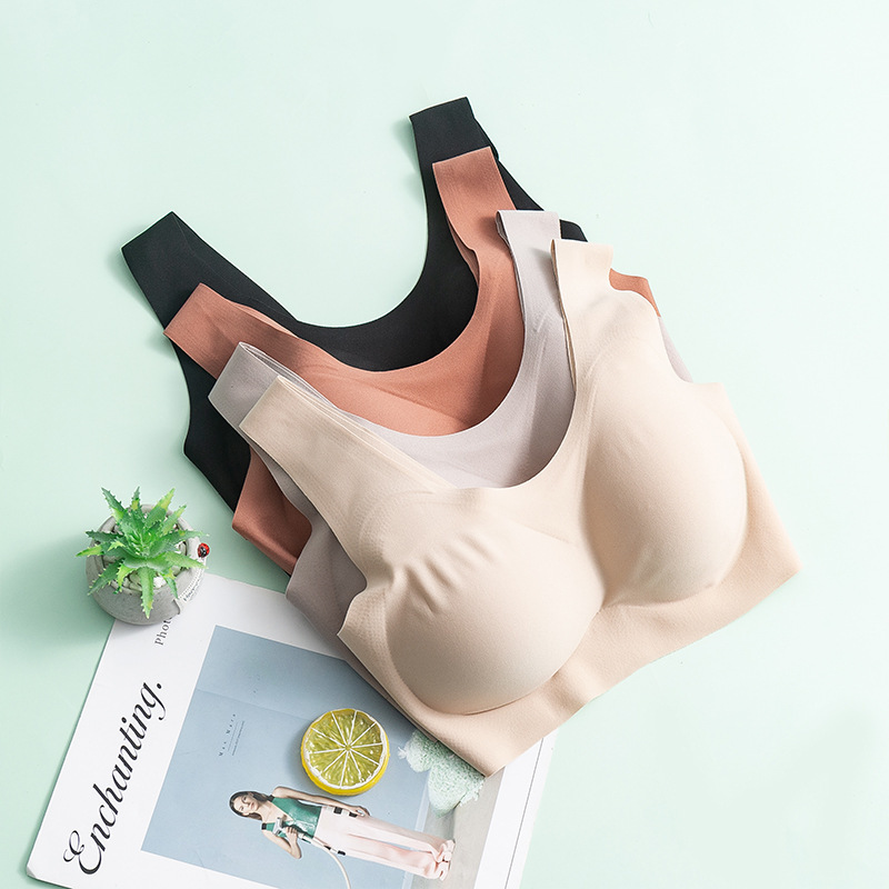 Tangge One-Piece Non-Marring Silk Bra Glossed Thin Mulberry Silk Underwear Removable High Elastic Breathable