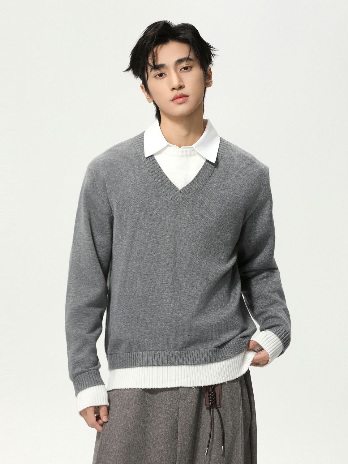 MTLCLOTHES Hombres| Coreana capa de doble estilo chaqueta casual de manga larga camisa de punto