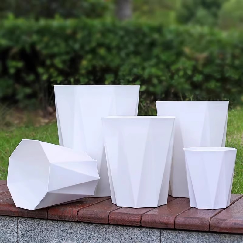 ダイヤモンド型植木鉢、家庭用リビングルーム植木鉢、プラスチック模造セラミック大型植木鉢、バルコニー緑植物、大口径ハイエンド植木鉢|undefined
