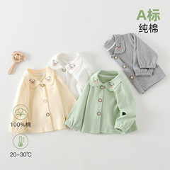 婴儿衣服春秋季纯棉a类上衣初生宝宝翻领衬衫儿童t恤打底衫棉开衫