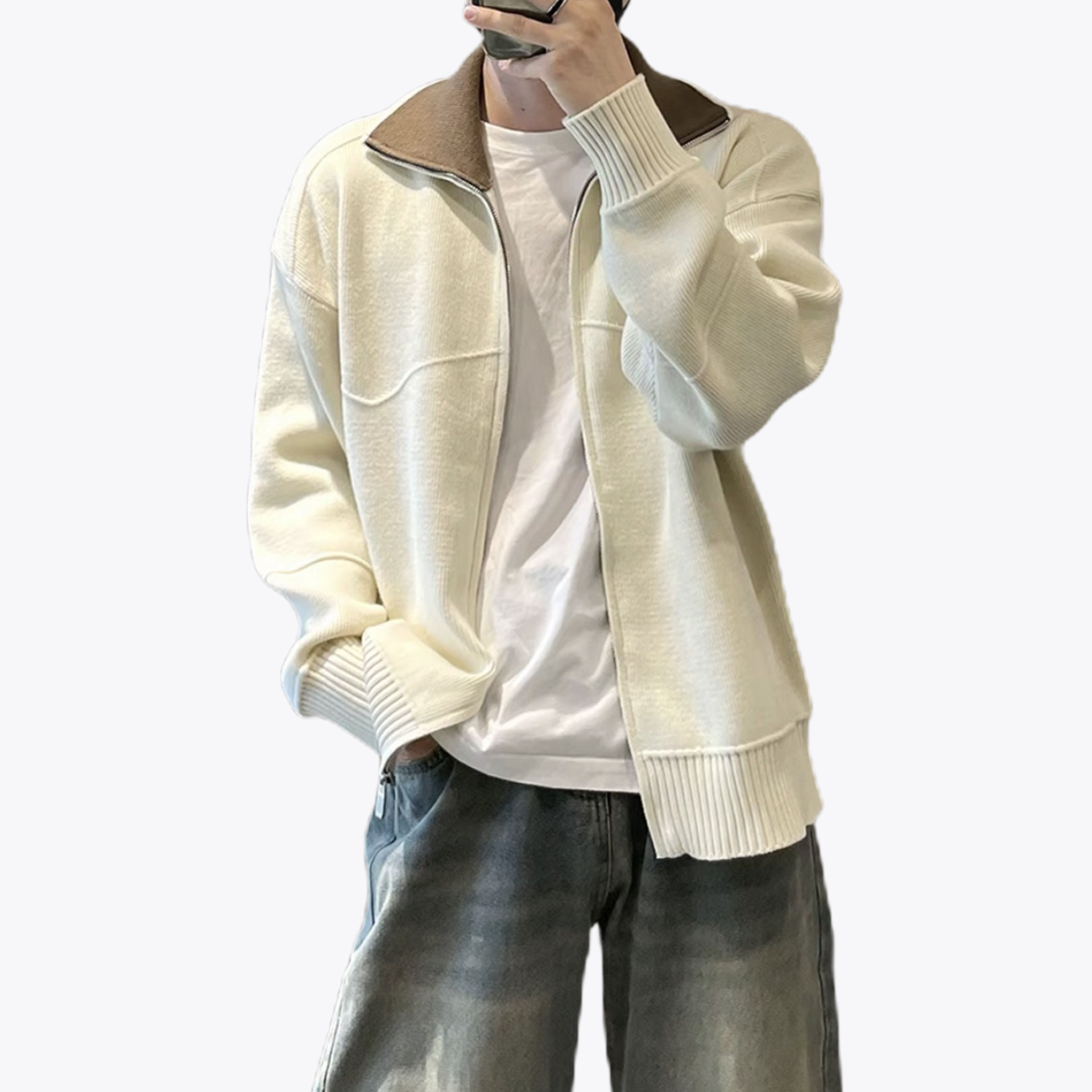 Explosiones transfronterizas de tamaño europeo de jersey de punto suéter hombre polo con la solapa cardigans chaqueta fábrica de marea al por mayor