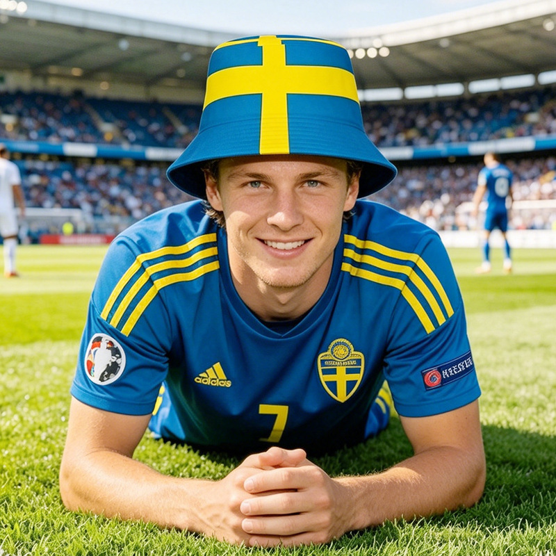 All-Cotton Printed Swedish Cross-Border World Flag Fisherman's Hat, Double-Sided, In-Stock Outdoor Sun Hat with Customizable Patterns