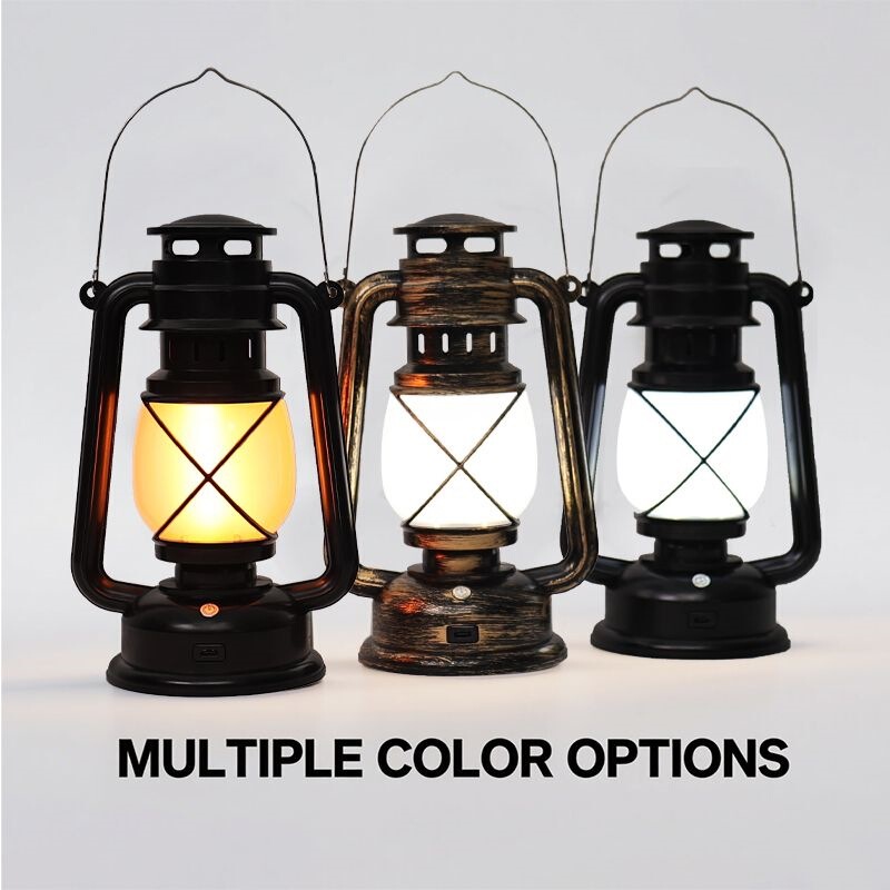 Original vintage distressed rechargeable lantern camping light, portable nostalgic romantic retro light, bar portable hanging table lamp
