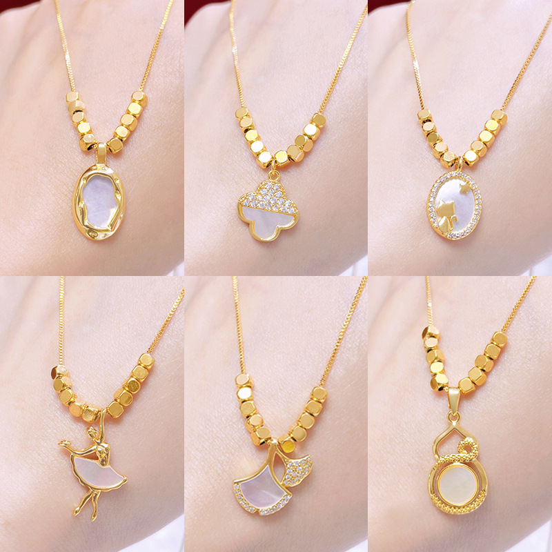 INS nueva aleación de cobre collar de las mujeres ZIRCON gato dulce baile moda todo partido imitación oro joyería suministro de la fábrica