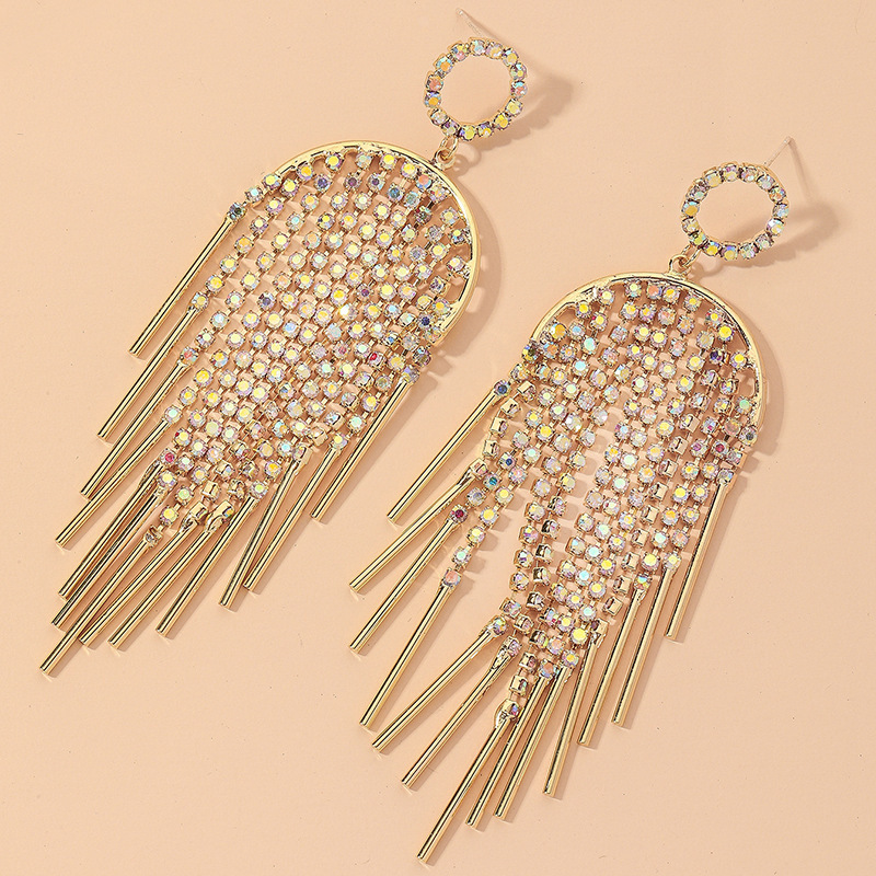 Full Diamond Tassel Earrings display picture 9