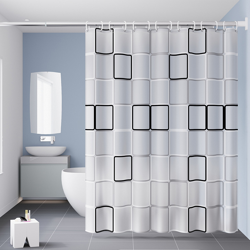 Cortina impermeable de baño engrosada de color puro, juego de cortina de baño de baño, cortina de baño de dormitorio de hotel sin perforación, cortina de puerta