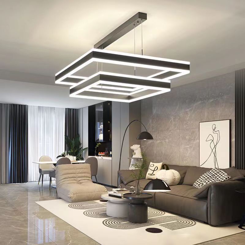 Lámparas de viento cuadrada simple nueva atmósfera simple luz cuadrada nórdica muy moderna lámpara roja red candelabrada lujosa sala de estar