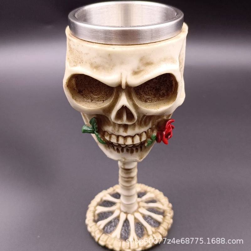 Rosa personalidad copa de acero inoxidable en forma de calavera taza de agua regalo de Halloween copa de vino divertida decoración personalizada