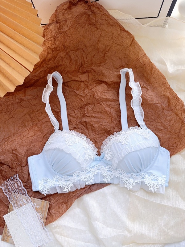女の子の大きいサイズの下着、甘くてかわいくて快適なブラセット、アンダーワイヤー付き下着、レースの妖精風和風薄型カップ|undefined