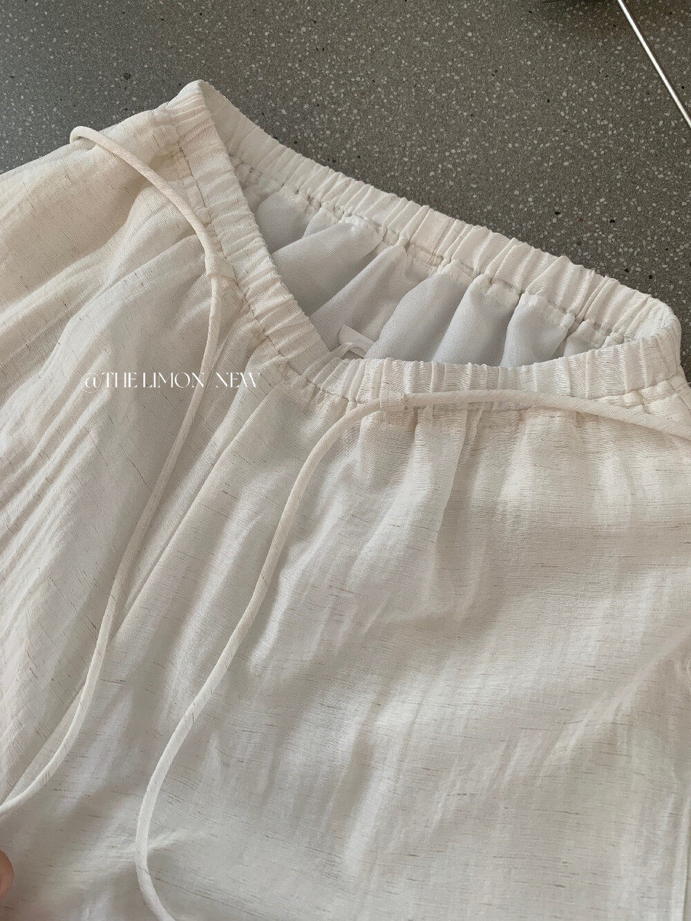Quần culottes ống rộng cạp chun rút dây chất liệu linen mùa hè — Vàng nhạt, màu đen, trắng ngà, màu hồng chi tiết 11
