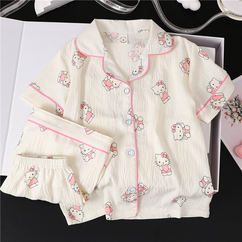 Comercio exterior niñas pijamas de verano nubes algodón mangas cortas delgadas para niños niñas de verano ropa de hogar mayorista
