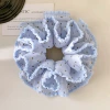 19# Yuanqi light blue polka dot lace hair tie about 14cm