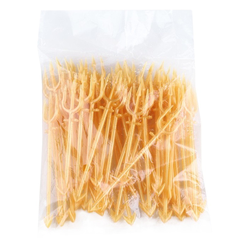 Tenedor de fruta desechable plástico transparente fruta palo postre pastel tenedor KTV tenedor comercial de alta gama