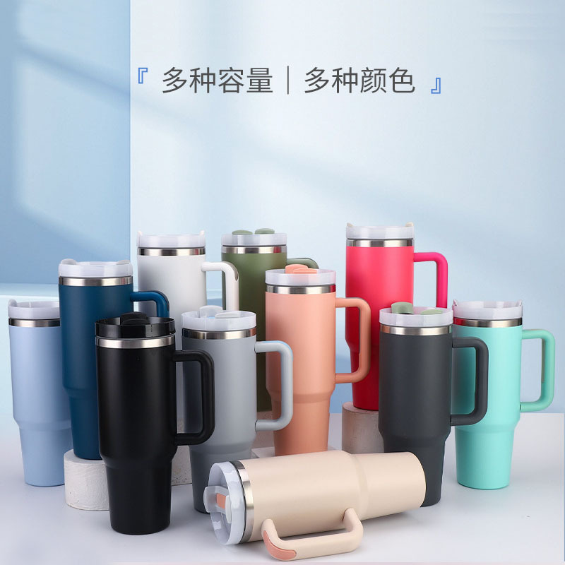 Fabricantes transfronterizos nueva 40oz taza de helado transfronterizo 304 de acero inoxidable termo taza con paja taza de coche con mango