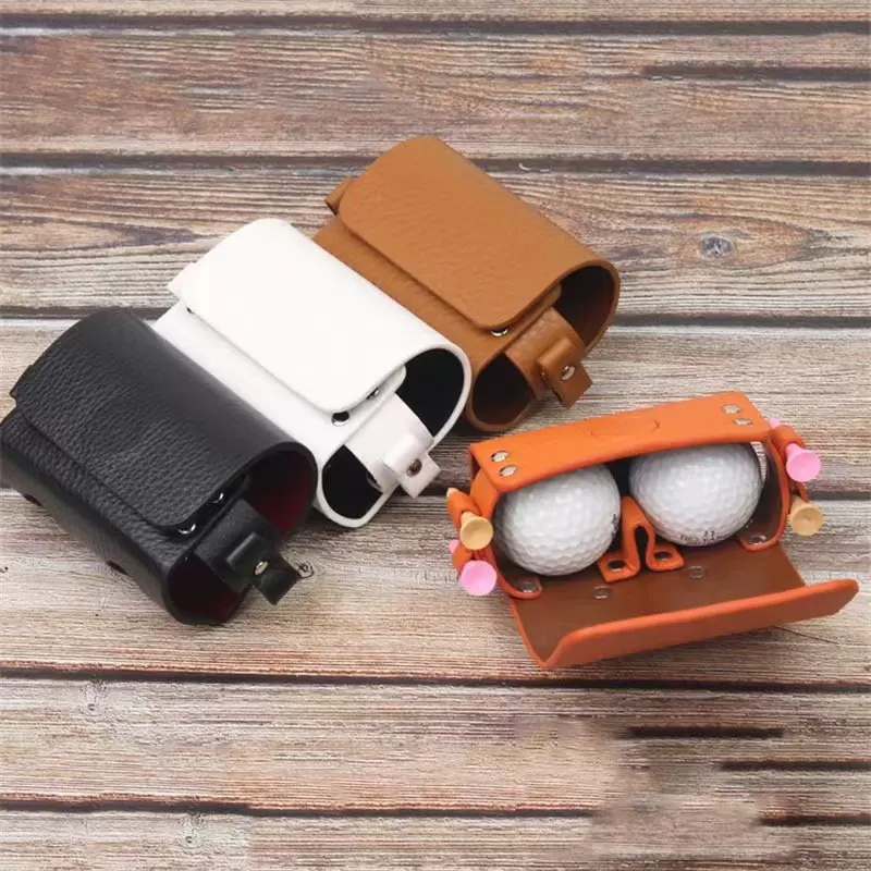现货皮革高尔夫球收纳皮盒腰包高尔夫运动配件收纳盒收纳包