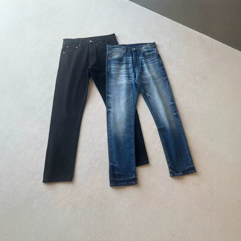 Cross-border foreign trade RRL small stretch brushed denim standard jeans with perfect fading effect, casual loose-fit long pants