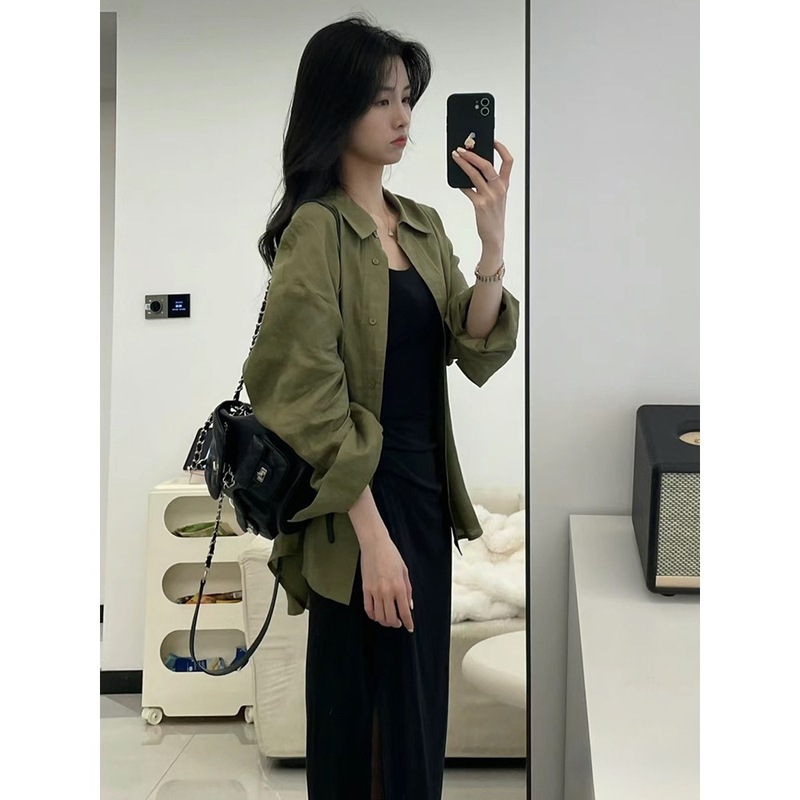 春装茶系穿搭一整套气质网红女神范彩色艺术生吊带连衣裙子套装女|undefined