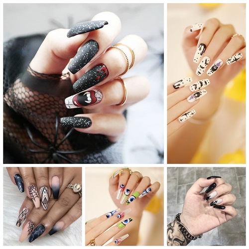 Halloween Collection Long Wear Nail Set Press-on Nails False Nails Nail Stickers Nail Tabs
