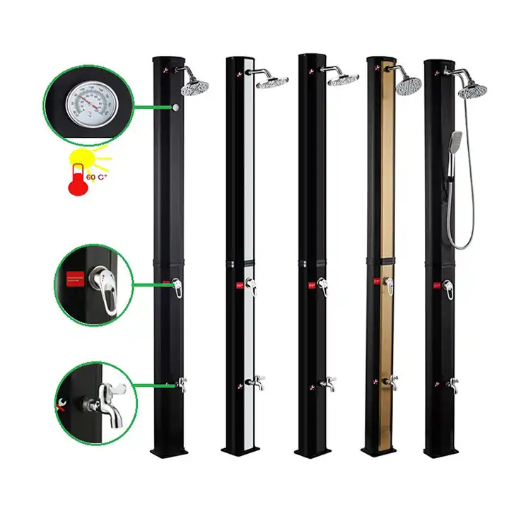 Kangrun al por mayor 35l oro portátil ducha al aire libre con piscina accesorios PVC material de dos secciones al aire libre