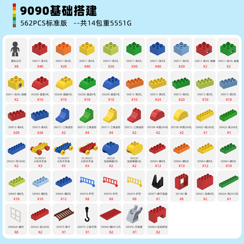 Wange Building Blocks Large Particle Foundation Building Compatible with Children's Toys Educational Institutions Teaching Acids Assembled Assembled 9090