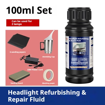 Tool Kit for Polishing and – Auto glass repair liquid - set-can-repair-2-headlights-power-version-100ml-liquid