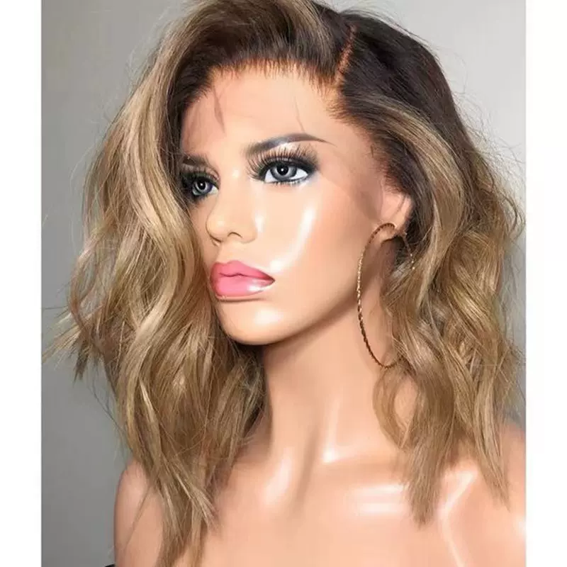 欧美时尚假发头套短卷发假发套刘海发尾短发欧美风高温丝斜刘海
