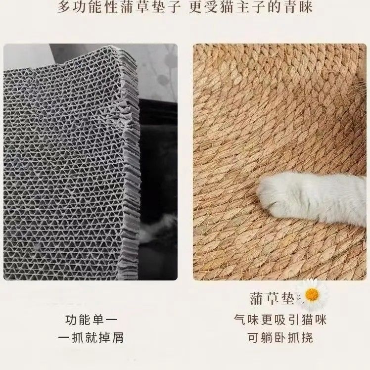 Almohadilla de sisal de lino Tablero de agarre de gato nórdico de estilo japonés para pegar en la pared Cuerda de algodón Alfombrilla de paja Cuerda de lino Almohadilla de garra de gato tejida resistente al desgaste