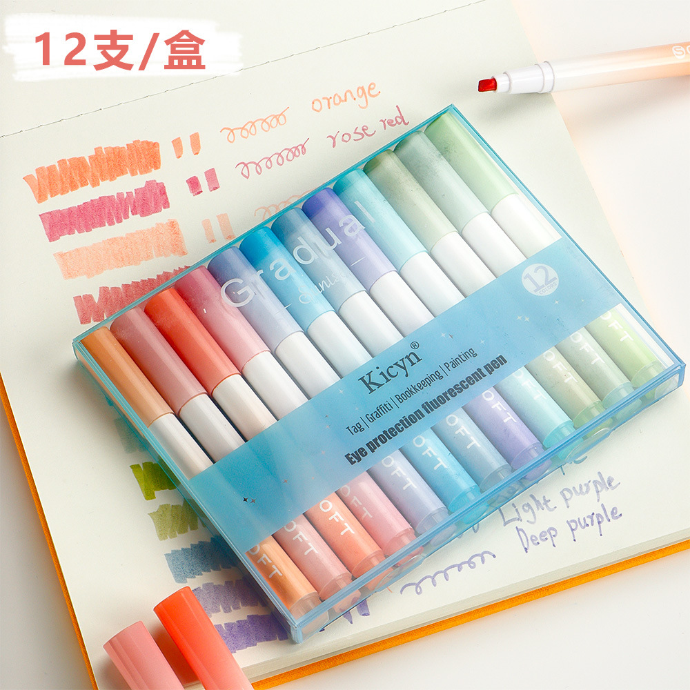 Conjunto de resaltador de color gradiente estudiantes de marca de resaltador de gran capacidad de bolígrafo creativo al por mayor