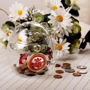 Lucky money into the treasure piggy bank kitten shape decal can only enter the piggy bank