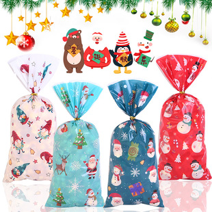 Cross-border Christmas Element Printed OPP Packaging Bag Santa Claus Candy Flat Pocket Bag Baked Snack Flap Pocket Pants