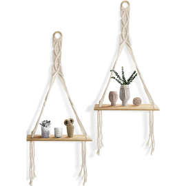 北欧风流苏编制置物架客厅壁挂式装饰收纳架酒店民宿墙上背景挂饰