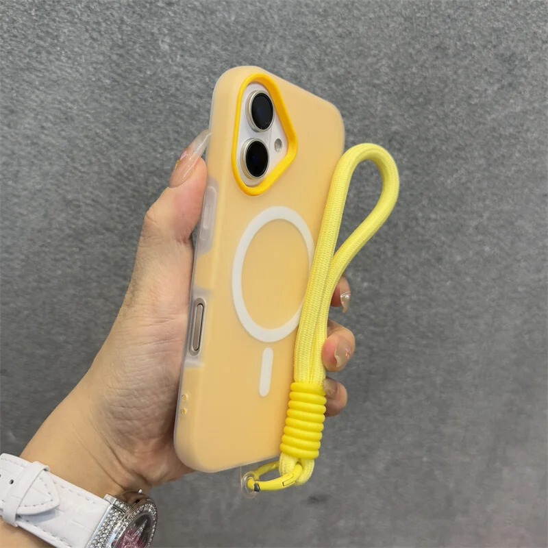 适用苹果16磁吸手机壳带挂绳手腕带iPhone15ProMax新款13全包14套|undefined