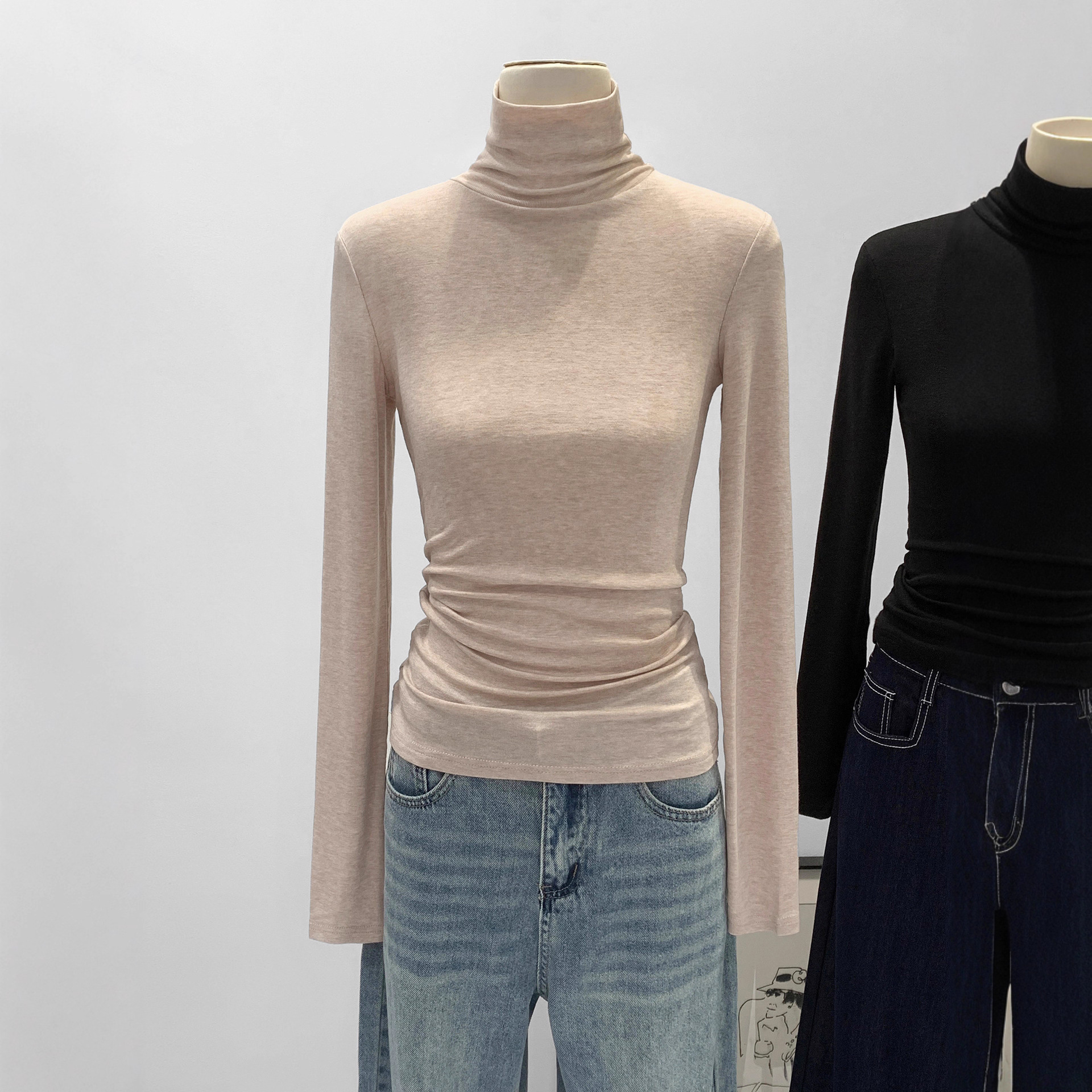 Lyocell Tencel Wool Turtleneck Bottoming Shirt for Women in Autumn and Winter New Slim Fit Inner Pile Collar Top