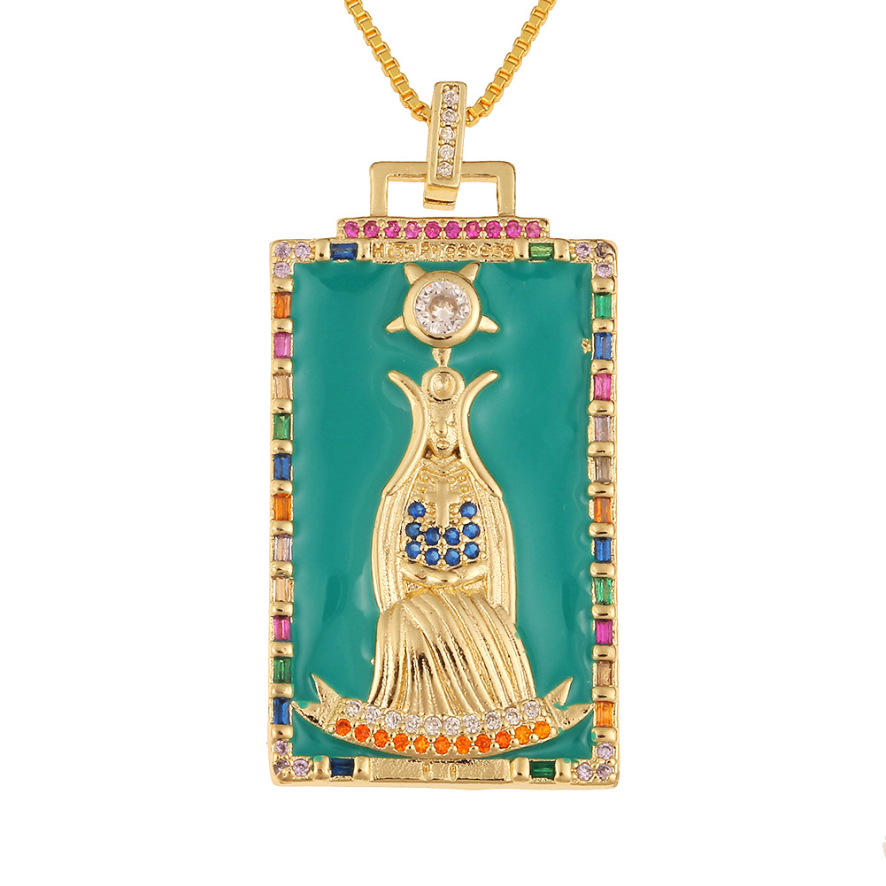Fashion New Oil Drop Tarot Pendant Copper Zircon Necklace Wholesale Nihaojewelry display picture 18