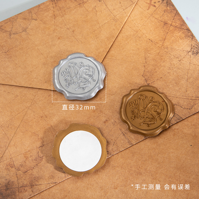 Bronce estereoscópico pegatinas de sello de pintura autoadhesiva relieve retro personalidad creativa DIY decoración carta de amor pegatinas de sello