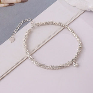 Five-Pointed Star Broken Silver Sterling Silver S925 Simple Fashion Stylish Women's Diamond Bracelet Jewelry Lucky Versatile Accessible Luxury