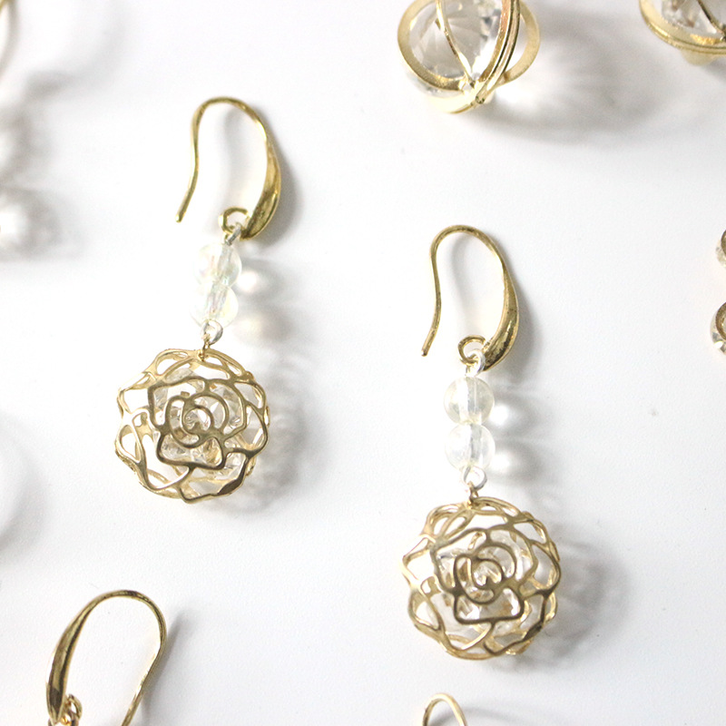 1 Pair Glam Flower Metal Plating Artificial Crystal Women's Drop Earrings display picture 2