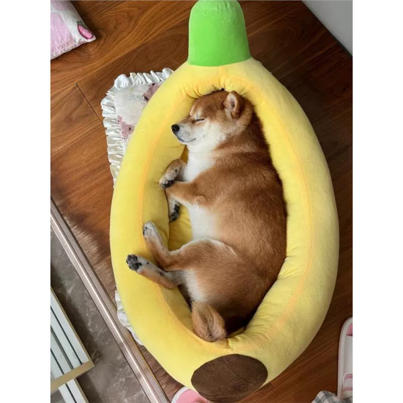 狗狗香蕉窝香蕉船宠物窝小猫睡床可拆洗宠物床垫子柯基窝四季通用|undefined