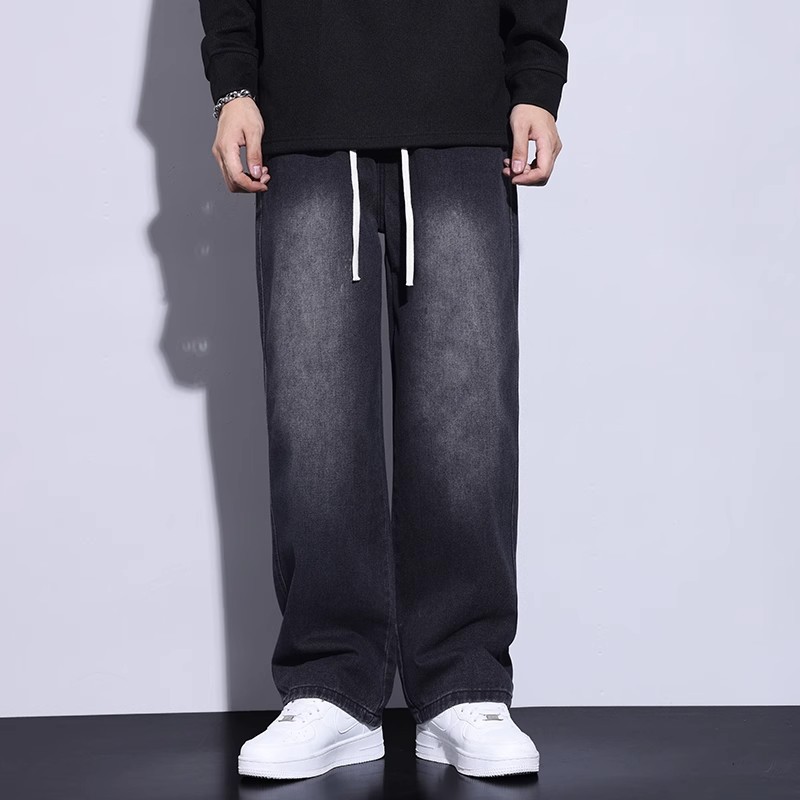 Herren Jeans In Schwarz Regular Fit Gerade Schnitt Hose_voghion.com