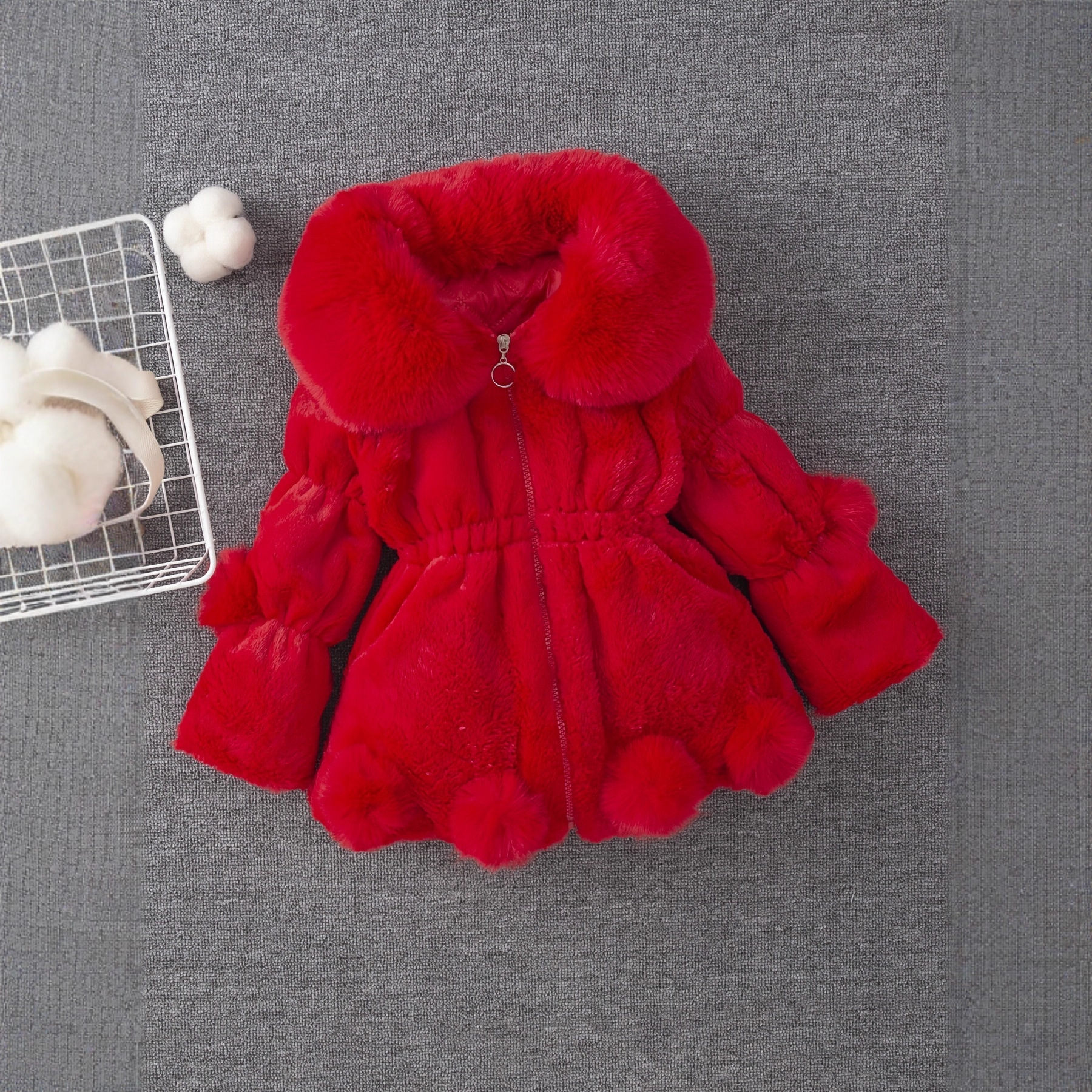 女童外套冬装新款婴幼童保暖儿童冬季毛毛衣加厚仿皮草外套棉服