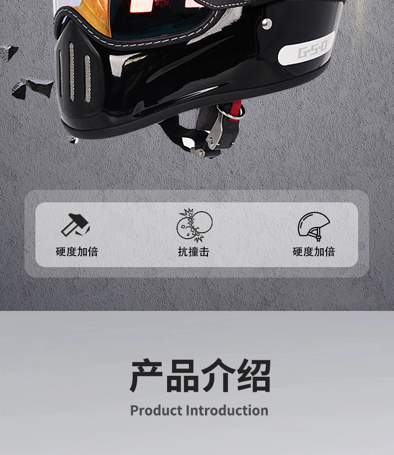 Foreign Trade Export Fiberglass Retro Motorcycle Helmet Full-Face Electric Motorcycle Helmet for Men and Women, Summer and All-Season Safety Helmet 3C