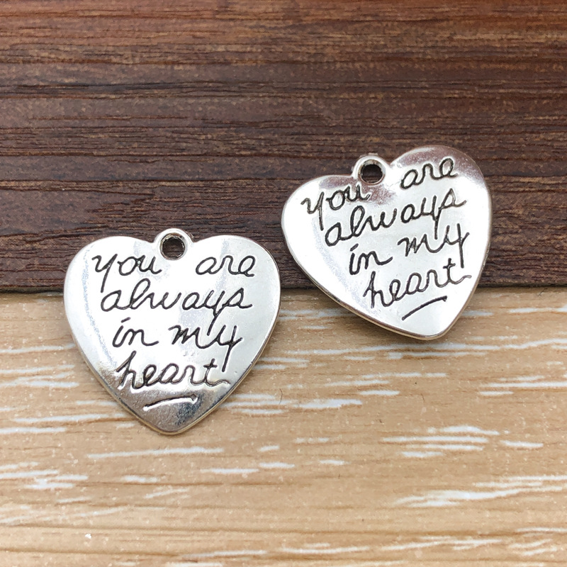 5728-Y-古银锌合金桃爱心形字母youarealways