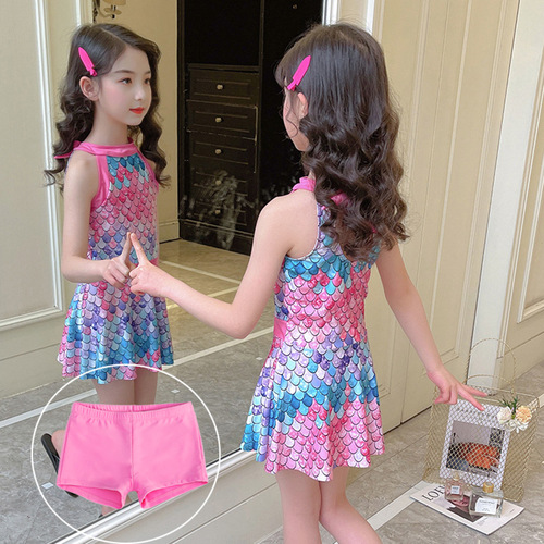 Children's swimsuits for girls, small, medium and large children, girls, students, split boxer briefs, skirt style mermaid swimsuits wholesale