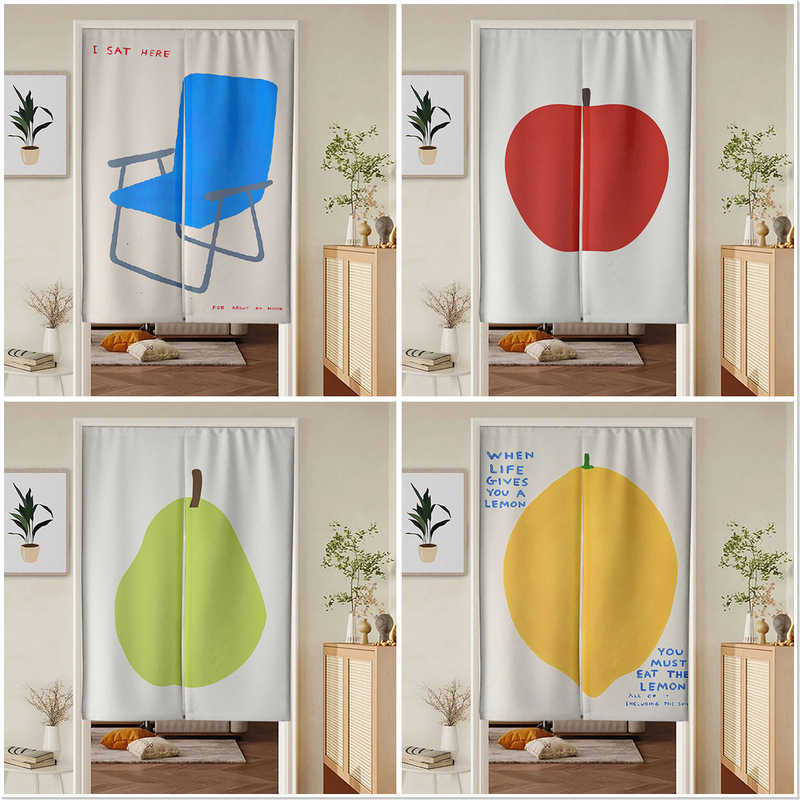Morandi Door Curtain Kitchen Bathroom Bedroom Home Shelter Curtain Fabric Hanging Curtain Half Curtain Cross-border Partition Curtain Cotton Linen