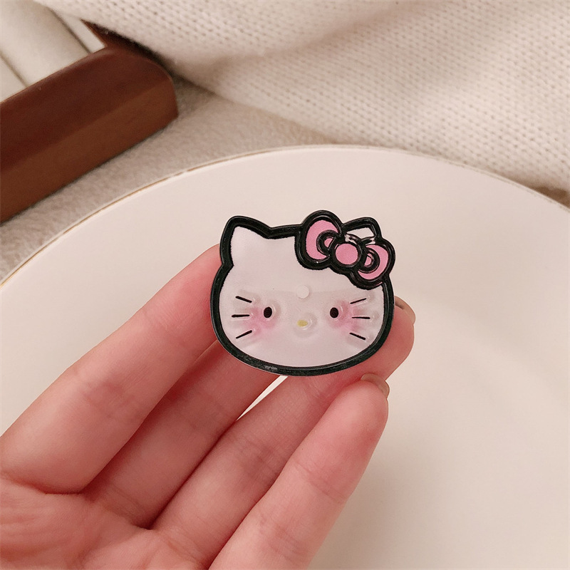猫咪蝴蝶结发夹~冰透黑粉卡通发卡少女甜美侧边碎发刘海夹发饰|undefined