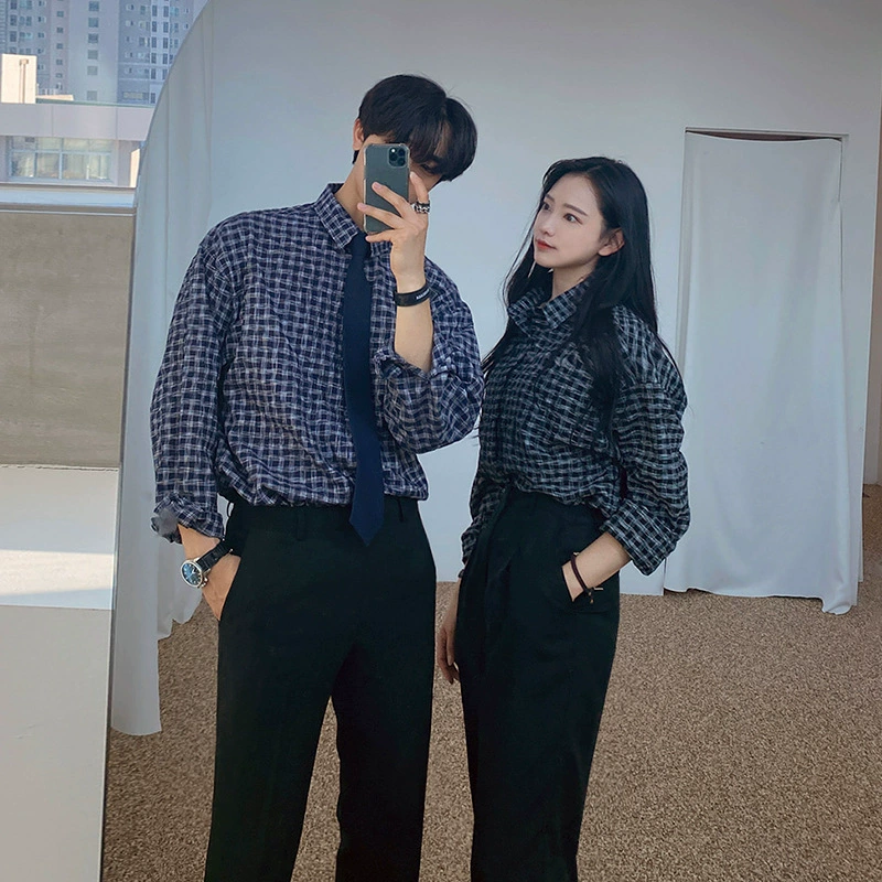 Осенняя рубашка MYQ, мужская повседневная куртка с длинным рукавом, Молодежный топ в Корейском стиле в полоску, модная мужская клетчатая рубашка