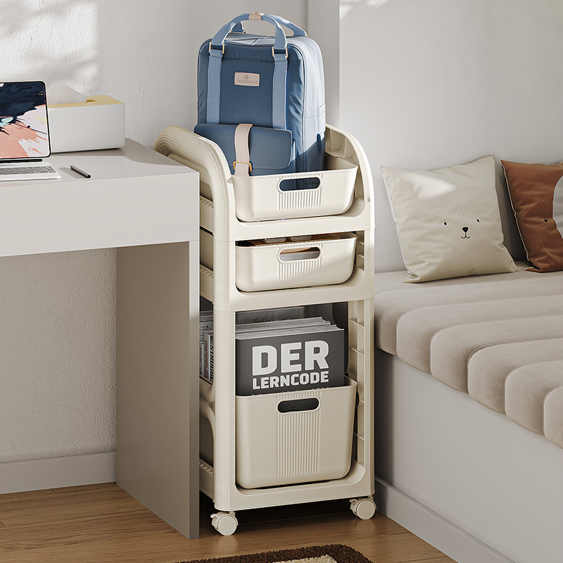 carro pequeño móvil con rueda debajo de la mesa estante de almacenamiento de papelería dormitorio estante de almacenamiento de libros estante de clasificación de artículos de oficina