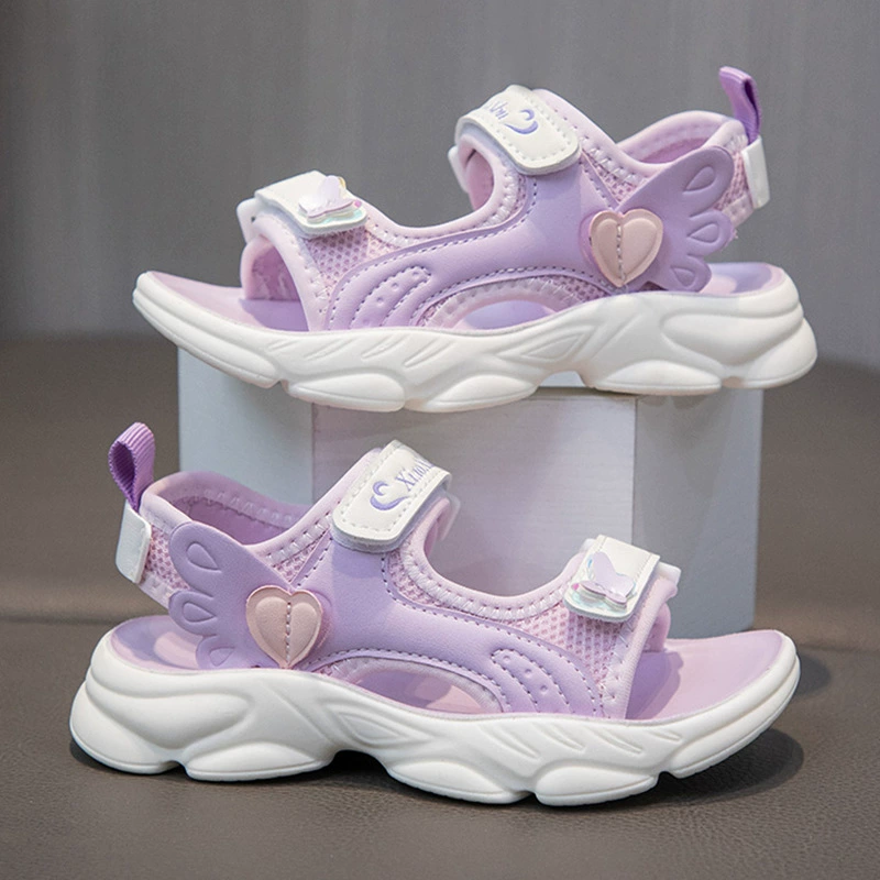 Сандалии для девочек Мягкая подошва Детская пляжная обувь Лето 2025 Новая обувь принцессы Нескользящая мягкая подошва спортивные сандалии