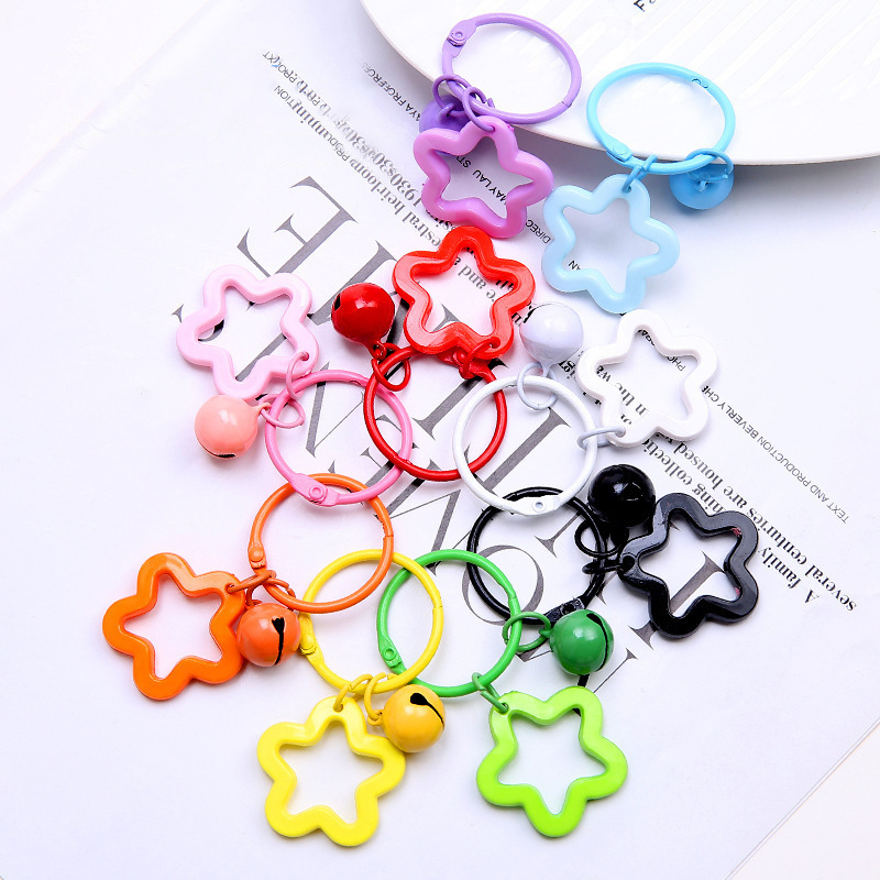 Colorful Five-Pointed Star Acrylic Keychain Pendant Dopamine Earphone Cover Pendant Small Fresh Couple Bag Decoration