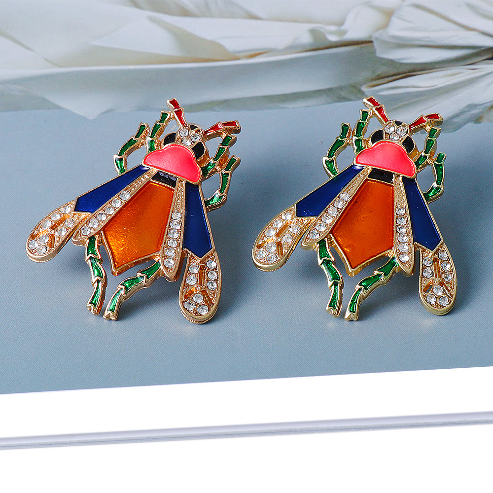 new cute cartoon insect color earrings diamond earringspicture5